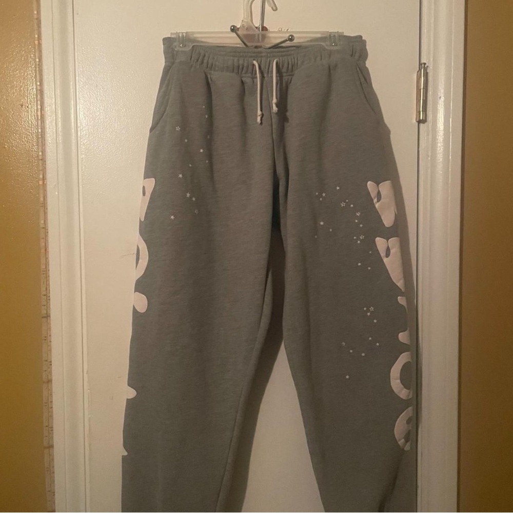Gray Sweatpants with White Accents
